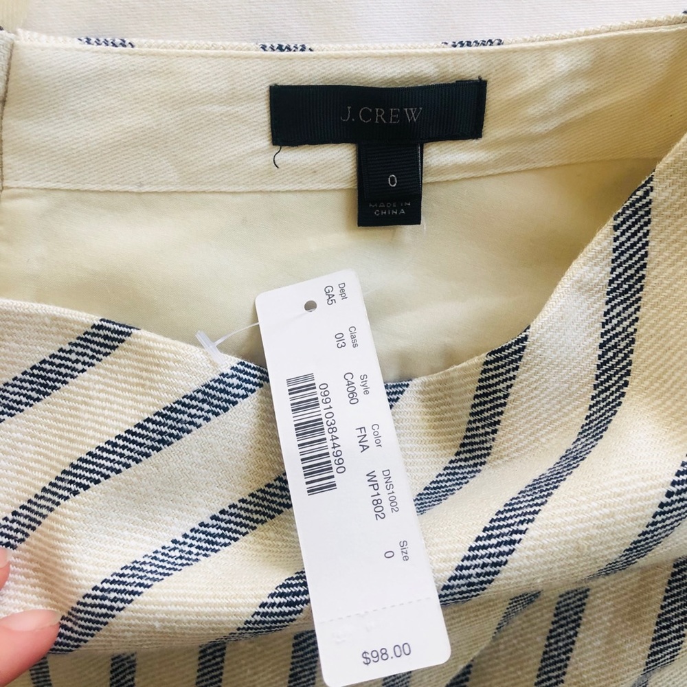 NWT J. Crew Split Striped Asymmetrical Skirt White & Blue - Picture 7 of 7